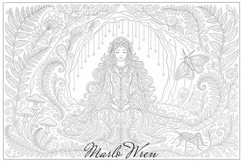 Inner Light, a line drawing to colour